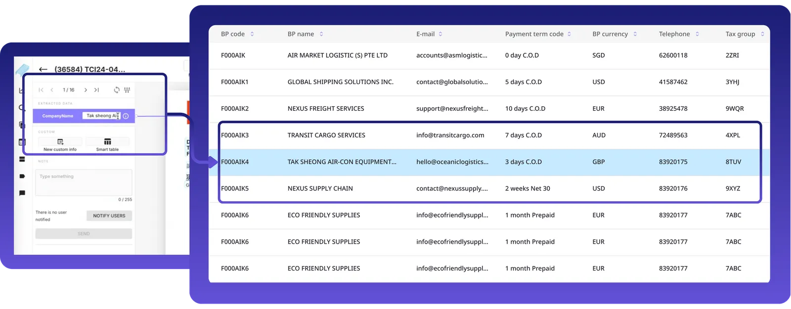 Map and review header master data