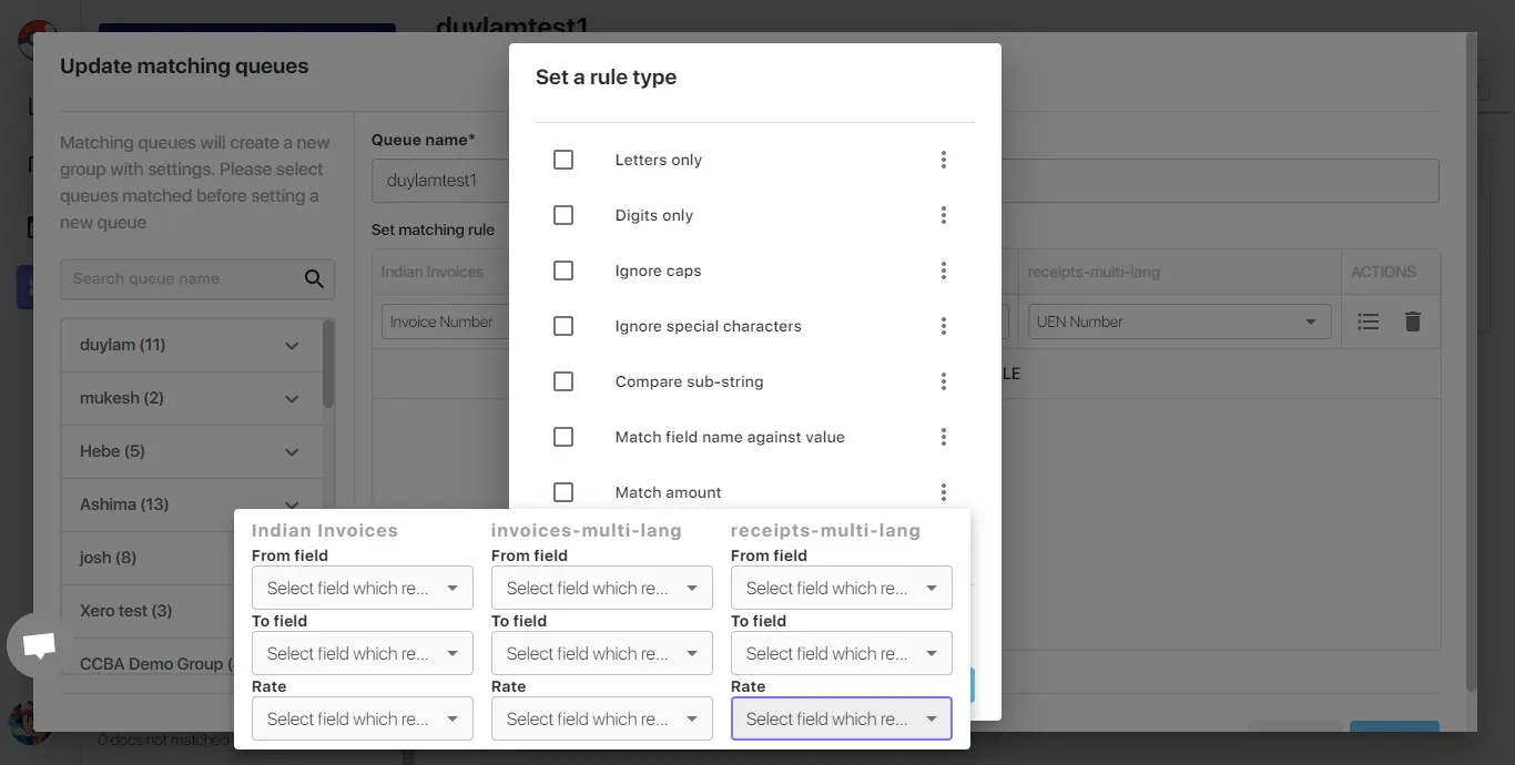 Figure 31: Setting match amount with rate